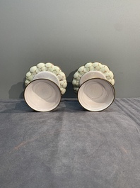 A pair of Chinese Canton enamel marriage bowls on stems, Yongzheng