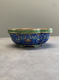 A Chinese Canton enamel blue-ground jardini&egrave;re, Qianlong