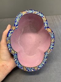 A Chinese Canton enamel blue-ground jardini&egrave;re, Qianlong