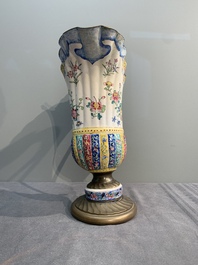 A Chinese Canton enamel helm-shaped ewer and an oval basin, Qianlong