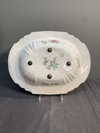 A Chinese Canton enamel helm-shaped ewer and an oval basin, Qianlong