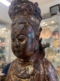 Two Chinese gilt-lacquered bronze sculptures of Bodhisattva, 20th C.