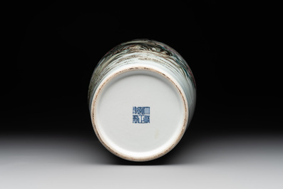 A Chinese famille rose 'birds among blossoming branches' vase, Yongzheng mark, Republic