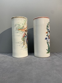 Six Chinese famille rose hat stands, 19/20th C.