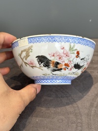 A varied collection of eight Chinese famille rose eggshell bowls, Jingdezhen mark, 20th C.