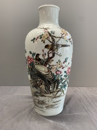 A Chinese famille rose 'birds among blossoming branches' vase, Yongzheng mark, Republic