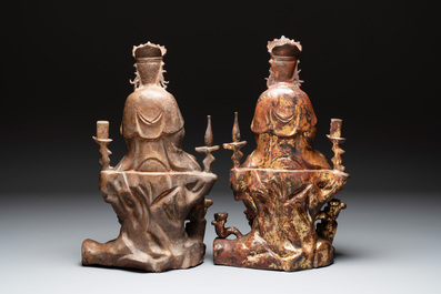 Two Chinese gilt-lacquered bronze sculptures of Bodhisattva, 20th C.
