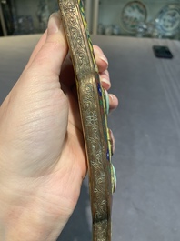 A Chinese cloisonn&eacute; yellow-ground 'peach and shou' ruyi sceptre, Republic