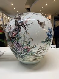 A Chinese famille rose 'birds among blossoming branches' vase, Xianfeng mark, Republic