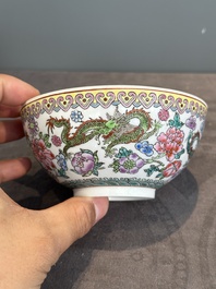 A varied collection of eight Chinese famille rose eggshell bowls, Jingdezhen mark, 20th C.