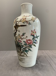 A Chinese famille rose 'birds among blossoming branches' vase, Yongzheng mark, Republic