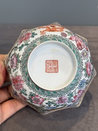 A varied collection of eight Chinese famille rose eggshell bowls, Jingdezhen mark, 20th C.