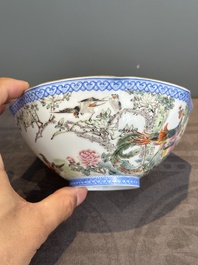 A varied collection of eight Chinese famille rose eggshell bowls, Jingdezhen mark, 20th C.