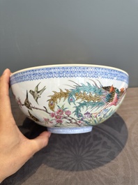 A varied collection of eight Chinese famille rose eggshell bowls, Jingdezhen mark, 20th C.
