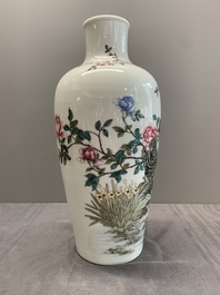 A Chinese famille rose 'birds among blossoming branches' vase, Yongzheng mark, Republic