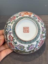 A varied collection of eight Chinese famille rose eggshell bowls, Jingdezhen mark, 20th C.