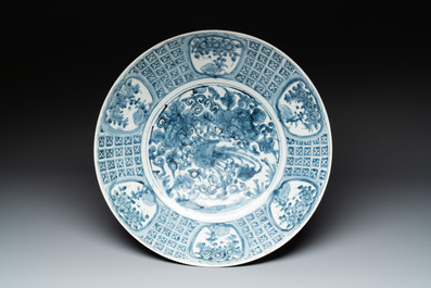 Three Chinese blue and white Swatow dishes, Ming