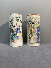 Six Chinese famille rose hat stands, 19/20th C.