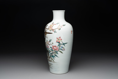 A Chinese famille rose 'birds among blossoming branches' vase, Yongzheng mark, Republic
