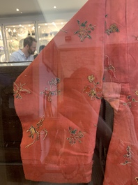 Two embroidered silk and cotton robes for the Straits or Peranakan market, Southeast Asia, 20th C.