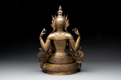 A large Nepalese bronze sculpture of Usnisavijaya, 20th C.
