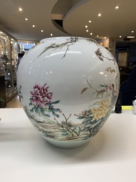 A Chinese famille rose 'birds among blossoming branches' vase, Xianfeng mark, Republic