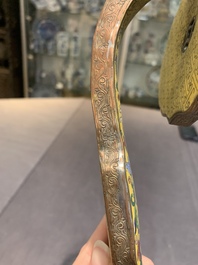 A Chinese cloisonn&eacute; yellow-ground 'peach and shou' ruyi sceptre, Republic