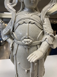 A large Chinese Dehua blanc de Chine figure of Weituo, He Chaozong 何朝宗 and Dehua 德化 mark, 20th C.