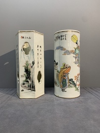 Six Chinese famille rose hat stands, 19/20th C.