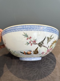 A varied collection of eight Chinese famille rose eggshell bowls, Jingdezhen mark, 20th C.