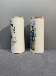 Six Chinese famille rose hat stands, 19/20th C.