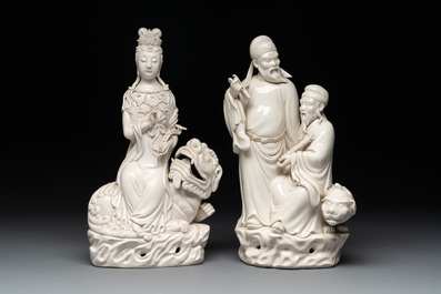 Five Chinese Dehua blanc de Chine groups, Dehua 德化 mark, 20th C.