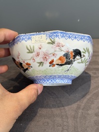 A varied collection of eight Chinese famille rose eggshell bowls, Jingdezhen mark, 20th C.