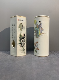 Six Chinese famille rose hat stands, 19/20th C.