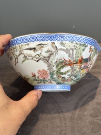 A varied collection of eight Chinese famille rose eggshell bowls, Jingdezhen mark, 20th C.