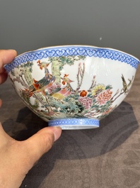A varied collection of eight Chinese famille rose eggshell bowls, Jingdezhen mark, 20th C.