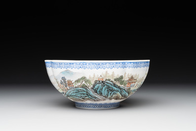 A varied collection of eight Chinese famille rose eggshell bowls, Jingdezhen mark, 20th C.