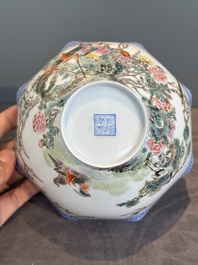 A varied collection of eight Chinese famille rose eggshell bowls, Jingdezhen mark, 20th C.