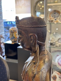 A large Chinese gilt bronze seated Bodhisattva, 20th C.