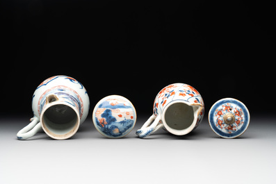 Two Chinese Imari-style jugs with covers, 18th C.