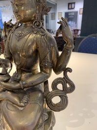 A large Nepalese bronze sculpture of Usnisavijaya, 20th C.