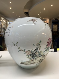 A Chinese famille rose 'birds among blossoming branches' vase, Xianfeng mark, Republic
