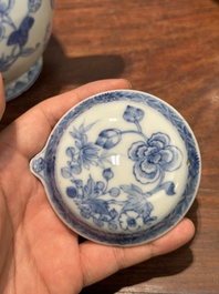 Two Chinese blue and white jugs and cover with floral design, Yongzheng/Qianlong