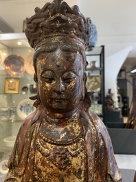 Two Chinese gilt-lacquered bronze sculptures of Bodhisattva, 20th C.