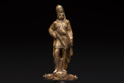 A dagger representing a Cossack escorting the emperor (tsar&rsquo;s convoy), lenticular-section blade with central groove, 19th C.
