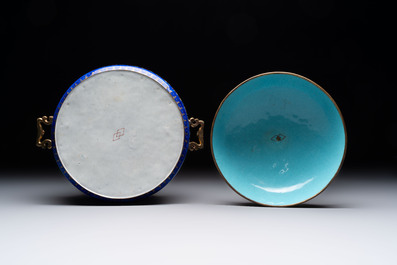 A Chinese Canton enamel three-piece warming bowl or tureen, Qianlong