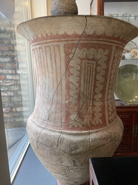 A massive Ban Chiang culture pottery vessel and two grey pottery jars, Thailand 7/4th C. B.C.