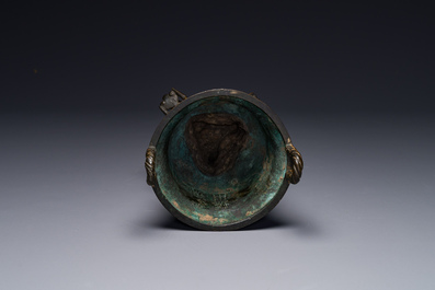 A Chinese archaistic Western Zhou-style bronze ritual food vessel, 'yan', Ming