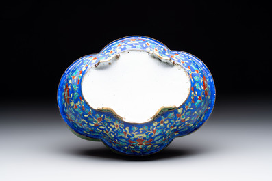 A Chinese Canton enamel blue-ground jardini&egrave;re, Qianlong