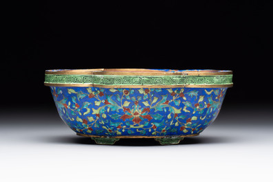 A Chinese Canton enamel blue-ground jardini&egrave;re, Qianlong